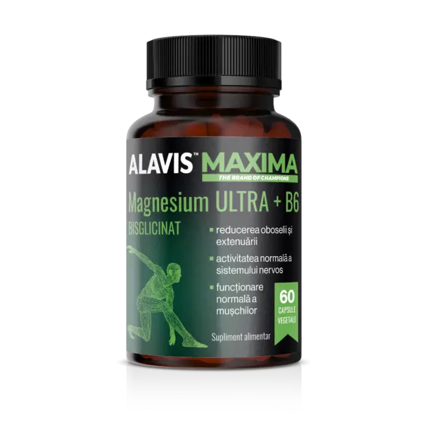 Magneziu bisglicinat Ultra +B6, 60 capsule vegetale, Alavis Maxima