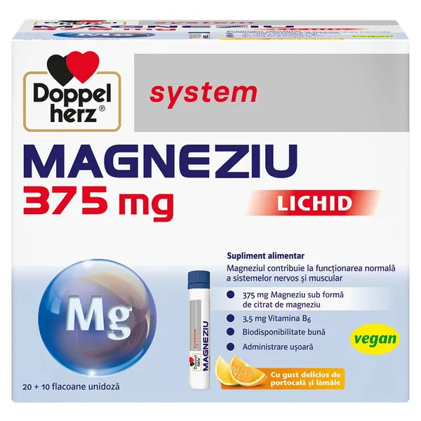 Magneziu lichid 375 mg, Doppelherz System | 30 flacoane