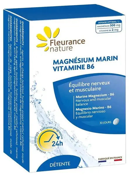 Magneziu marin + Vitamina B6, 60 comprimate, Fleurance Nature