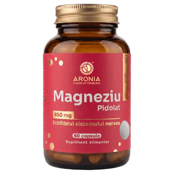 Magneziu Pidolat 850 mg — 60 capsule pentru echilibrul sistemului nervos, reducerea oboselii și mai multă energie
