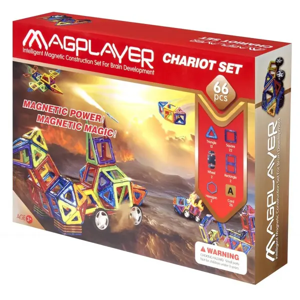 MAGPLAYER Set de constructie magnetic - 66 piese