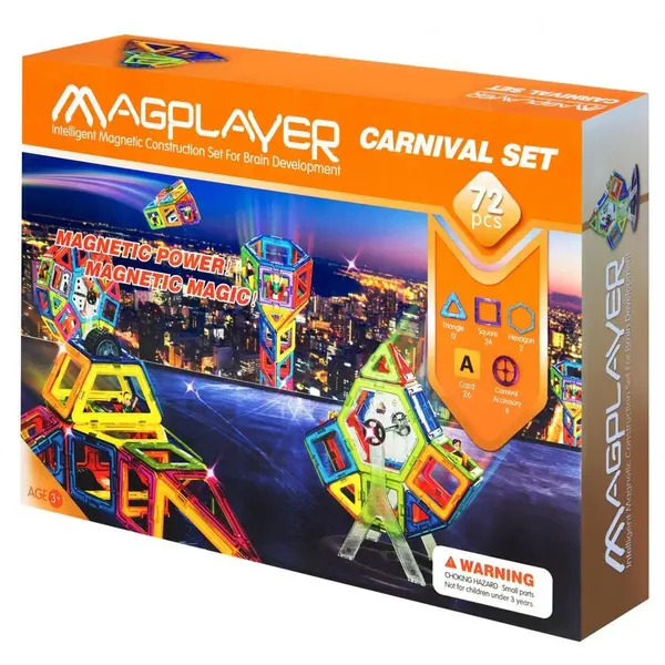 MAGPLAYER Set de constructie magnetic - 72 piese