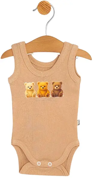 Maiou pentru body pentru bebeluși Rainy - Love you bearly, mocha, 56 cm, 1-2 luni