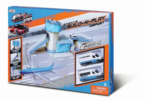 MAISTO FRESH METAL 100 SET CONSTRUCTIE AEROPORT CU 2 VEHICULE INCLUSE