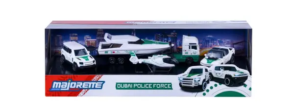 MAJORETTE SET 4 MASINUTE DE POLITIE DUBAI METALICE MERCEDES AMG 7.5CM