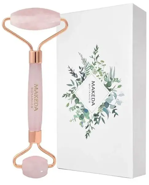 Makeda Botanics Rolă dublă de masaj facial, cuarț roz
