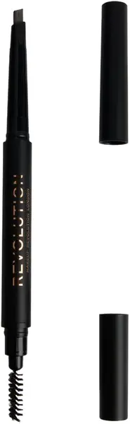 Makeup Revolution - Creion pentru sprâncene Duo Brow Definer, Dark Brown