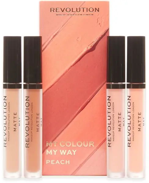 Makeup Revolution Set de rujuri lichide My Colour My Way, Peach, 4 buc