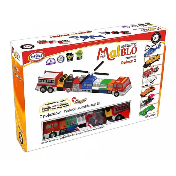 MALIK Jucarie Malik Malblo Magnetic vehicles deluxe 2, 21 piese, peste 1000 combinatii