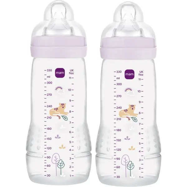MAM Easy Active™ Baby Bottle biberon pentru copii 4m+ Purple 2x330 ml