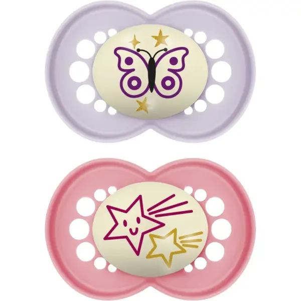MAM Original Night 16m+ suzetă Pink/ Purple 2 buc
