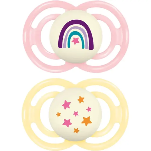 MAM Perfect Night 16+ months suzetă Pink/ Yellow 2 buc