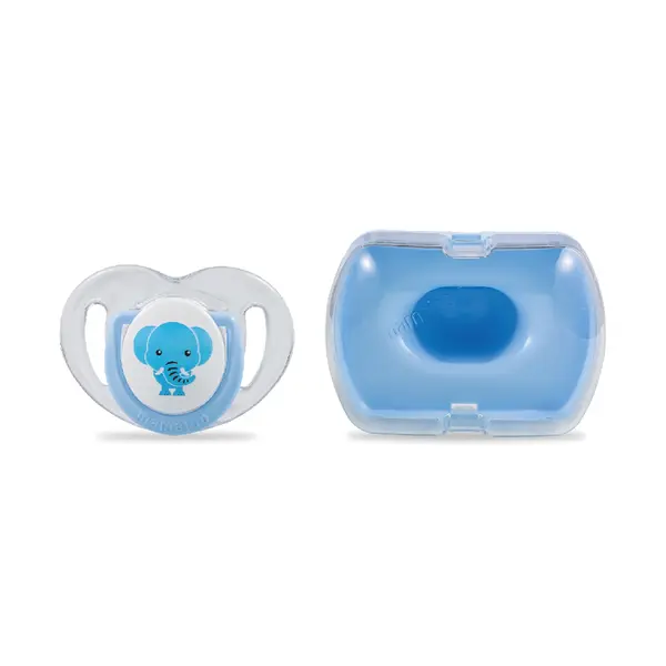 mamajoo Suzeta ortodontica din silicon si cutie de depozitare, Elefant - 6 luni