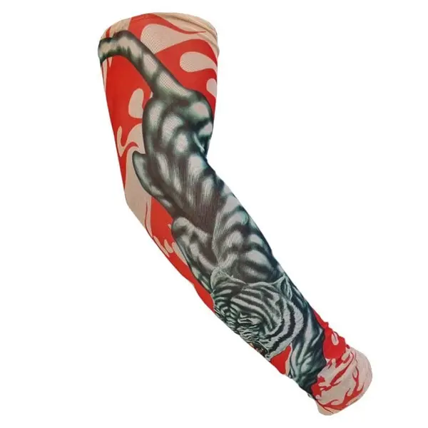 Maneca Tatuaj, Zamo®, White Tiger, Material Sintetic si Elastic, 39x8cm, Marime Universala