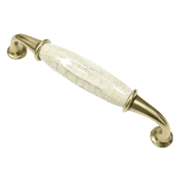 Maner Ceramica Model Murena, 128 mm, Finisaj Antic Auriu/Alb