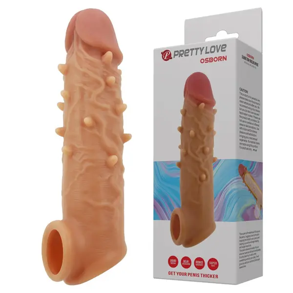 Manson pentru penis PRETTY LOVE - Osborne, cu striatii, pentru stimulare sexuala, culoarea pielii, 16.5 cm