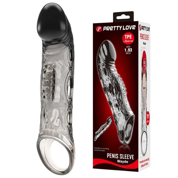 Manson pentru penis Pretty Love - Wayde, cu vibrație, TPE moale, transparent, lungime 21.3 cm
