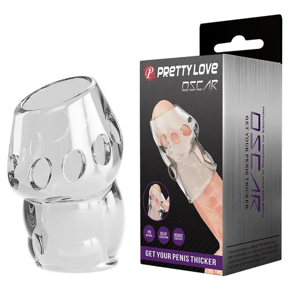 Manson Pretty Love – Oscar, TPR moale și flexibil, design texturat, efect de întârziere a ejaculării, transparent, 6.4 cm