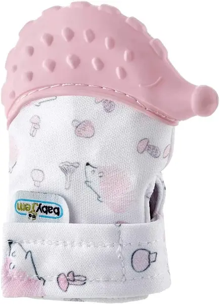 Mănușă de dentiție BabyJem - Arici, roz