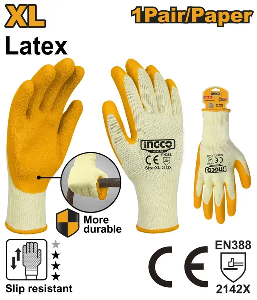 Manusi Cauciucate Panza XL Set 1 Pereche INGCO HGVL05