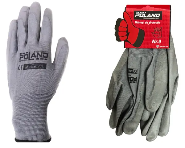 Manusi Cauciucate Poland PU Nr.9 L Gri
