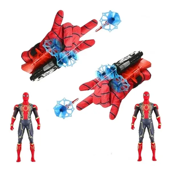 Manusi cu ventuze, sfoara si figurina Spiderman DEPOX , rosu