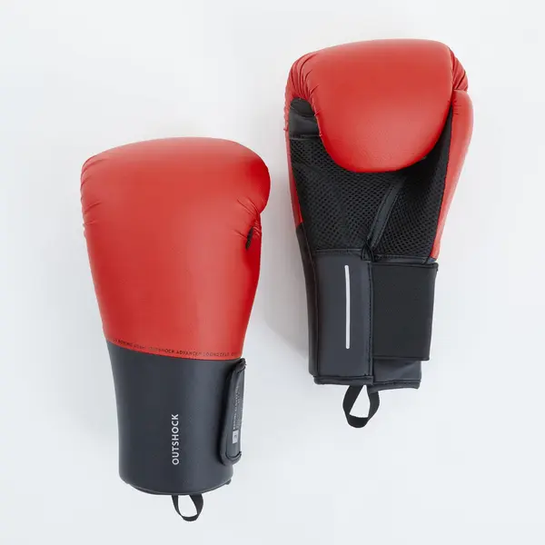 Mănuși de box pentru antrenament, nivel începător, Roșu-Negru, Adulți