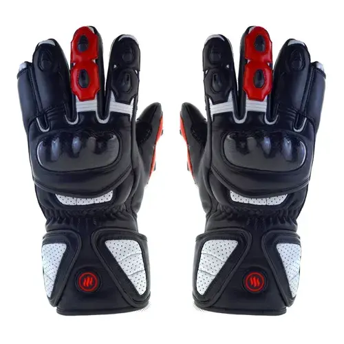 Manusi de motocicleta incalzite Glovii GDBXL, cu acumulator si incarcator, Negru/Alb/Rosu, XL