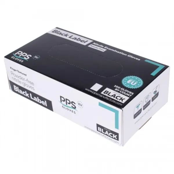Manusi din Nitril, Marimea S, Nepudrate, Negre, PPS Gloves, 100 Bucati