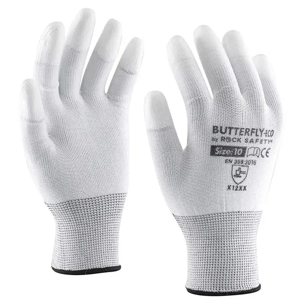 Mănuși montaj vârfuri degete imersate PU alb Rock Safety Butterfly-Eco mărimea 6 Mănuși montaj vârfuri degete imersate PU alb Rock Safety Butterfly-Eco mărimea 6