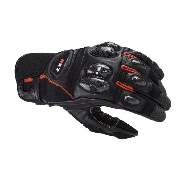 Manusi moto piele carbon LS2 Spark2, culoare negru rosu, marime M