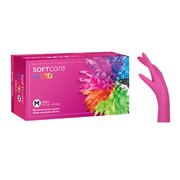 Manusi nepudrate fuchsia Bournas Medicals Soft Care Vivid Nitrile Gloves M 100 buc