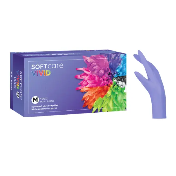 Manusi nepudrate mov Bournas Medicals Soft Vivid Nitrile Gloves Purple M 100 buc