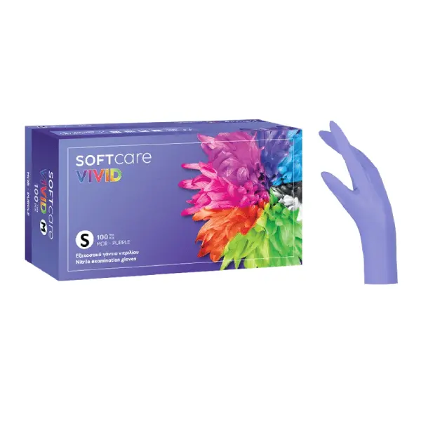 Manusi nepudrate mov Bournas Medicals Soft Vivid Nitrile Gloves Purple S 100 buc