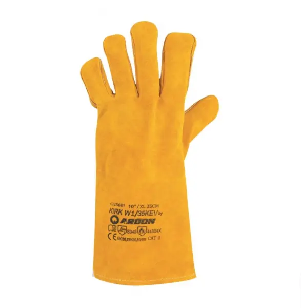 Manusi piele de protectie sudura, culoarea galben, spalt bovina, ata kevlar, 35cm Ardon KIRK 11, GALBEN