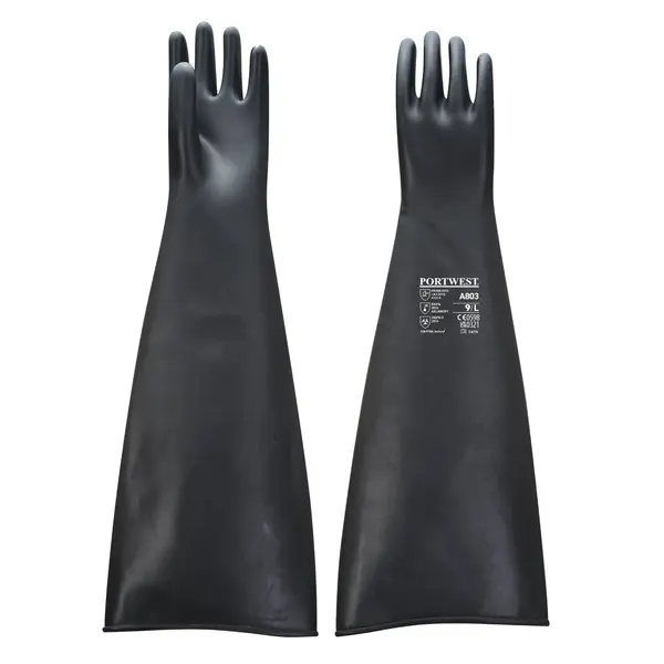 Manusi protectie chimica latex si cauciuc negru 60cm Portwest Marime 9 Manusi protectie chimica latex si cauciuc negru 60cm Portwest Marime 9