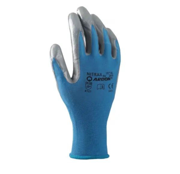 Manusi protectie impregnate in nitril subtire, culoarea gri, Ardon NITRAX 8, GRI-ALBASTRU