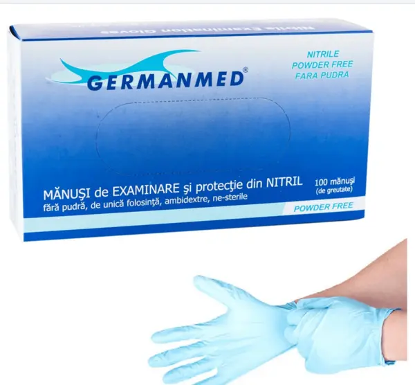 Mănuși unică folosință nitril nepudrat 100 buc/cutie Germanmed Mănuși unică folosință nitril nepudrat 100 buc/cutie Germanmed marimea XL