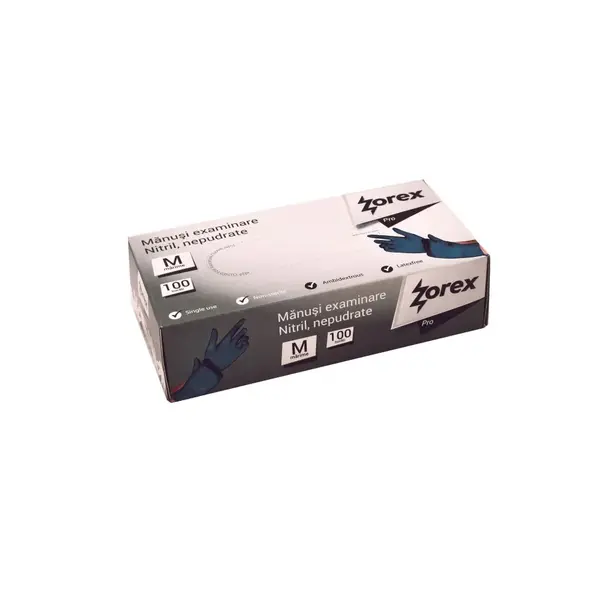 Manusi unica folosinta protectie chimica nitril nepudrat 100 buc Zorex diverse marimi Manusi unica folosinta protectie chimica nitril nepudrat 100 buc Zorex diverse marimi M