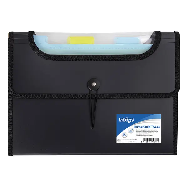Mapa A4 extensibila cu 6 compartimente,plastic, negru