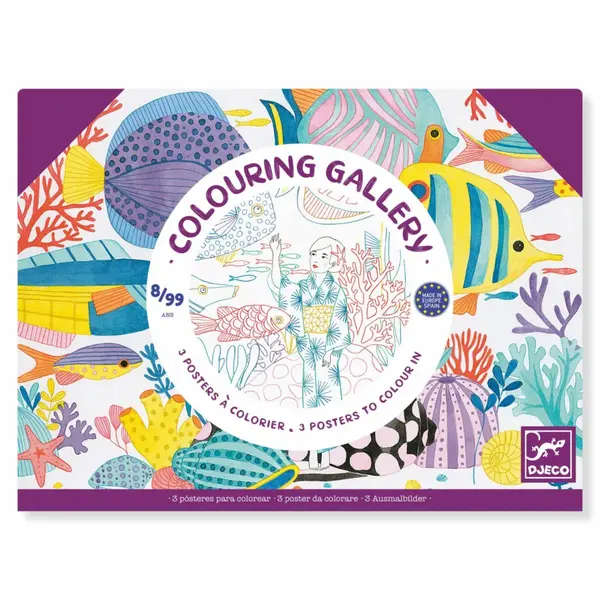 Mapa cu 3 postere de colorat motive japoneze, Djeco