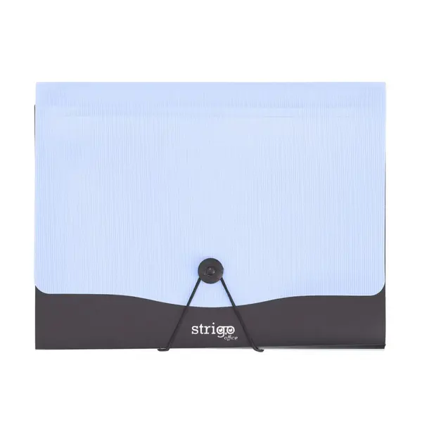 Mapa Strigo A4 cu 13 compartimente, elastic E i clips , albastru