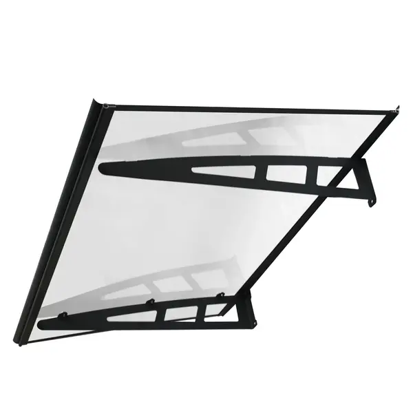 MAPROFI Copertină VIVIEN PRO Alu+Plexiglas de ușă 120x100cm marchiză adăpost acoperiș negru-transparent - Negru/Transparent