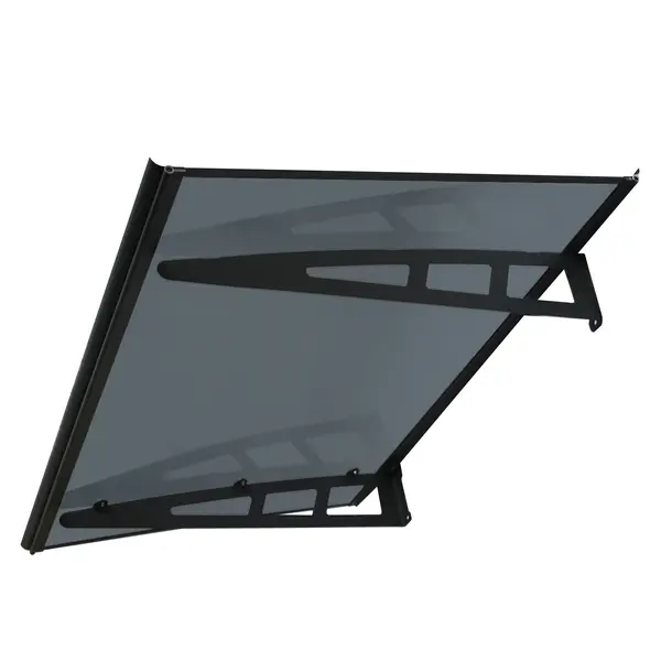 MAPROFI Copertină VIVIEN PRO Alu+Plexiglas de ușă 120x80cm marchiză adăpost acoperiș negru-antracit - Negru/Antracit
