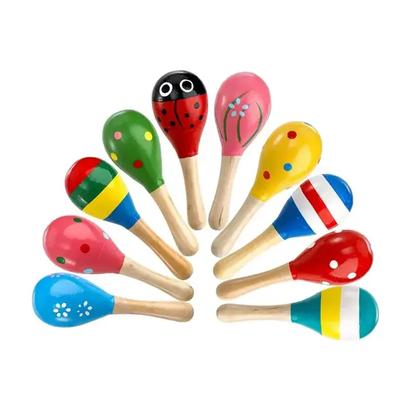 Maracas din Lemn - Jucărie muzicală pentru copii, viu colorate - Default Title