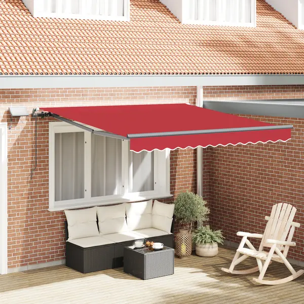 Marchiza manuala retractabila cu led rosie 350x250 cm, tesatura de inlocuire pentru marchiza Gossi pentru cadru de 3.5x2.5 m rosie