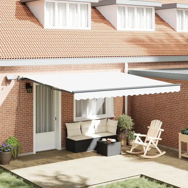 Marchiza manuala retractabila Gossi cu led alb 400x350 cm, material de schimb pentru marchiza Gossi pentru cadru de 4x3,5 m alb