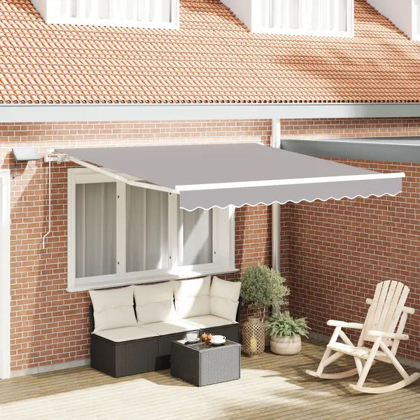 Marchiza manuala retractabila Gossi cu led gri deschis 300x250 cm, material de inlocuire pentru marchiza Gossi pentru cadru de 3x2,5 m gri deschis