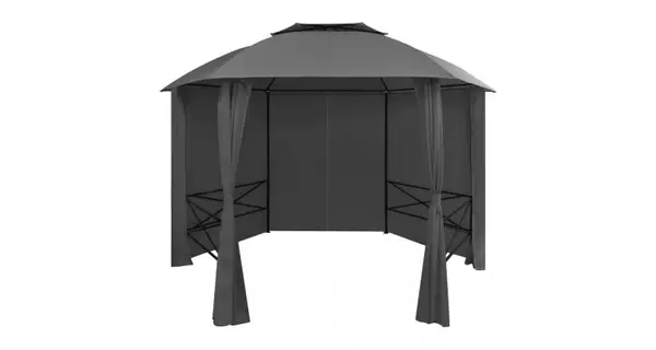 Marchiza pavilion de gradina cu perdele, 360x265 cm, hexagonal