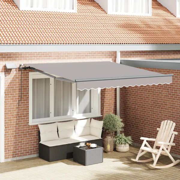 Marchiza retractabila manuala Gossi cu led gri deschis 350x250 cm, material de inlocuire pentru marchiza Gossi pentru cadru de 3,5x2,5 m gri deschis